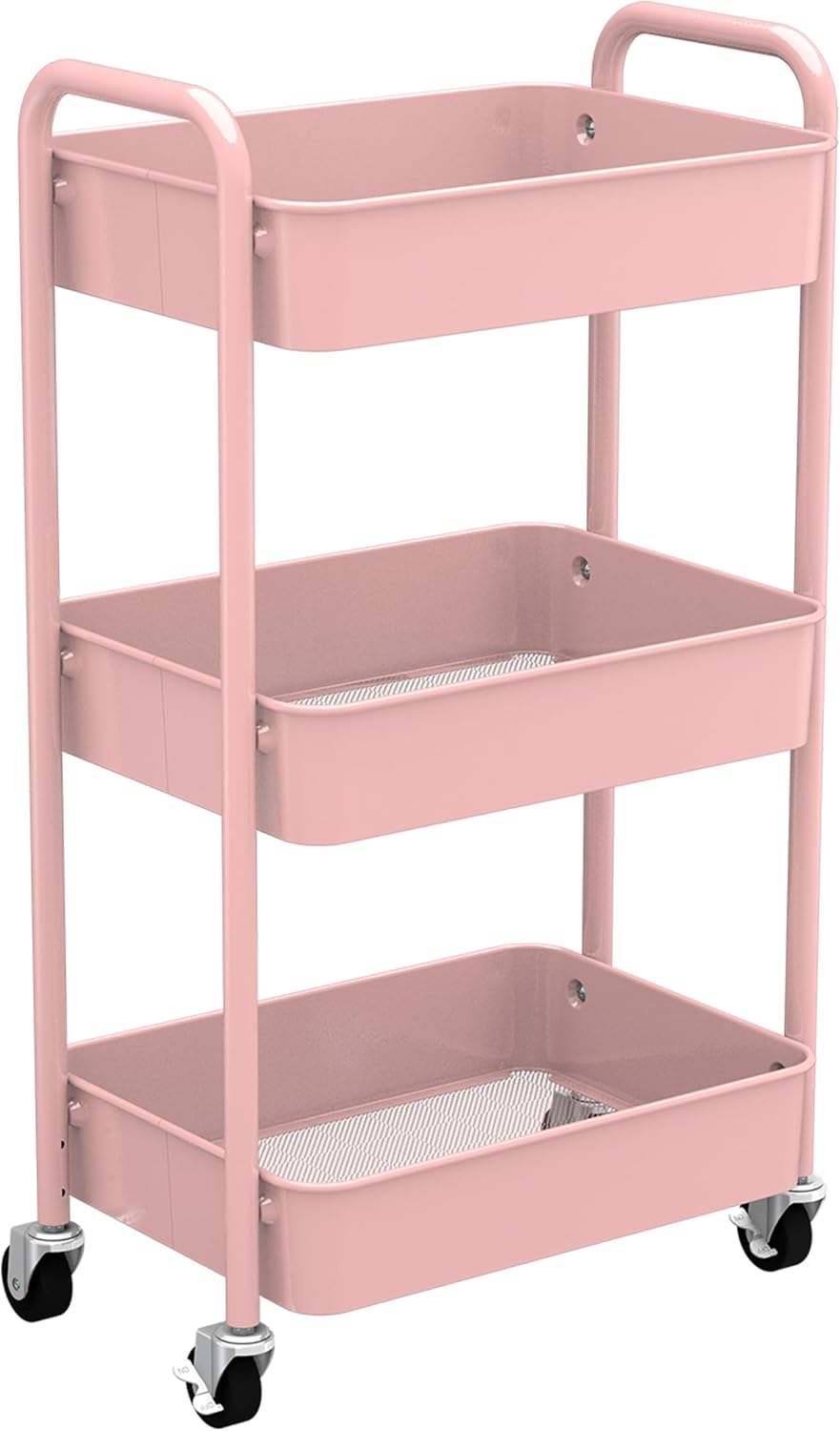 CAXXA 3-Tier Rolling Metal Storage Organizer for Home Use