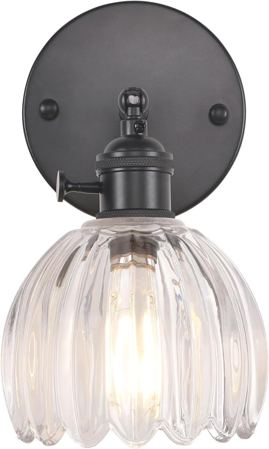 Vintage Wall Sconce with Adjustable Tulip Glass Lampshade