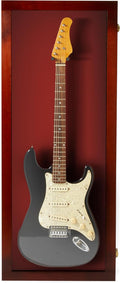 Electric Guitar Display Case Hardwood & Acrylic Wall Mount - Cherry