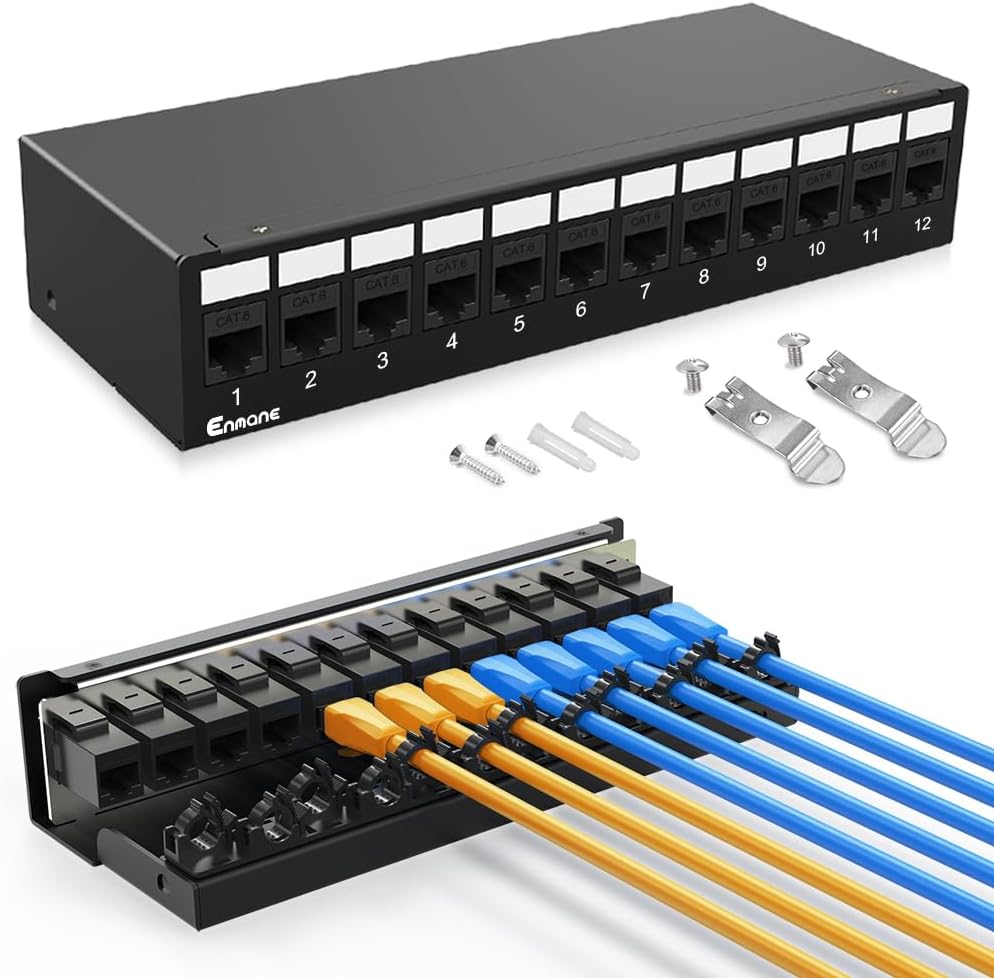 12Port CAT6 Keystone Patch Panel with Smart Cable Management