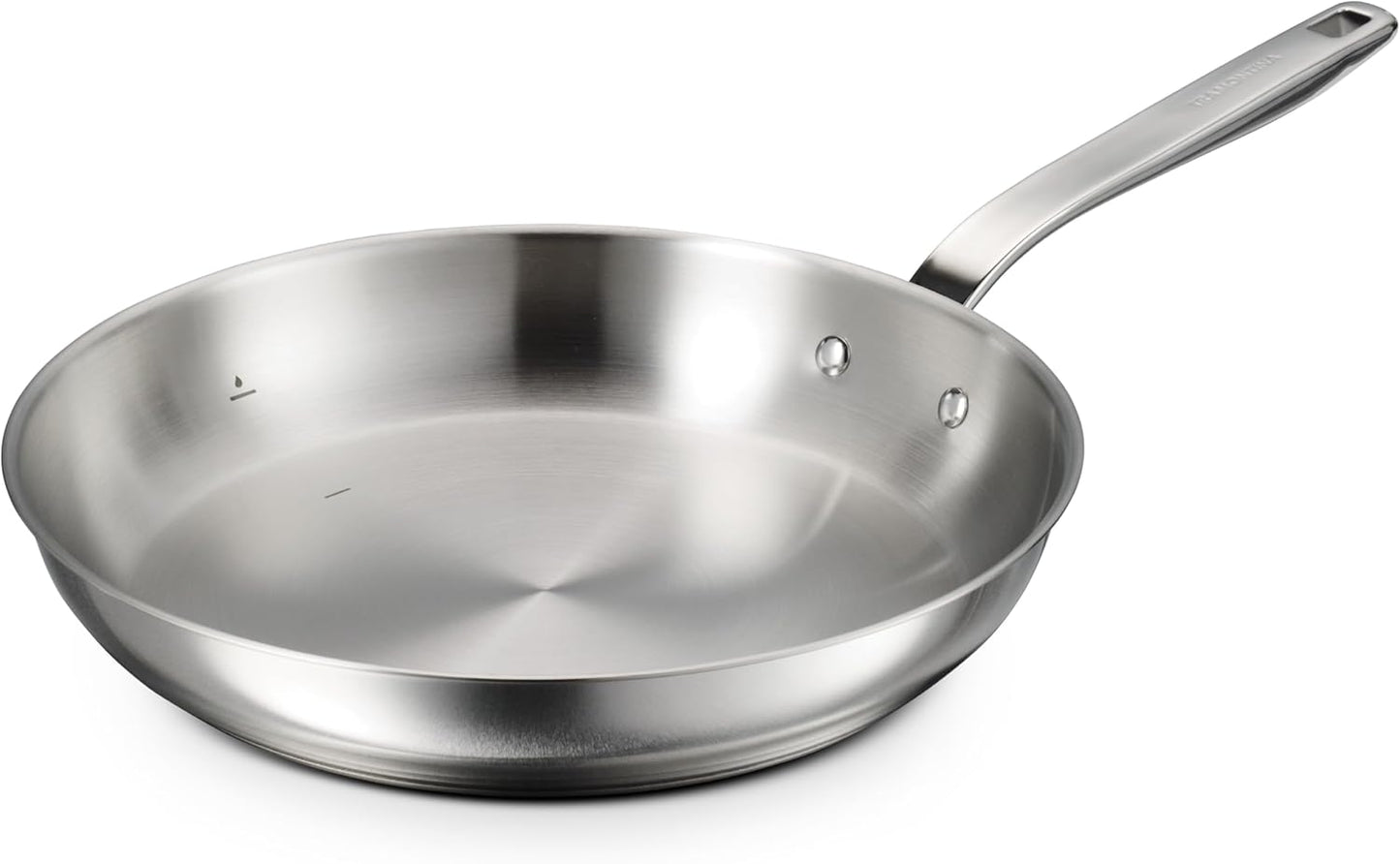 Tri-Ply Base Stainless Steel 12-Inch Frying Pan for Cooking