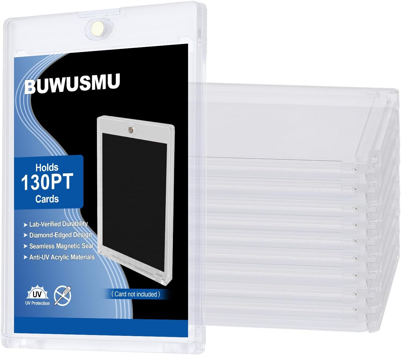 50 Pcs Acrylic Magnetic Card Holders for Trading Cards Display
