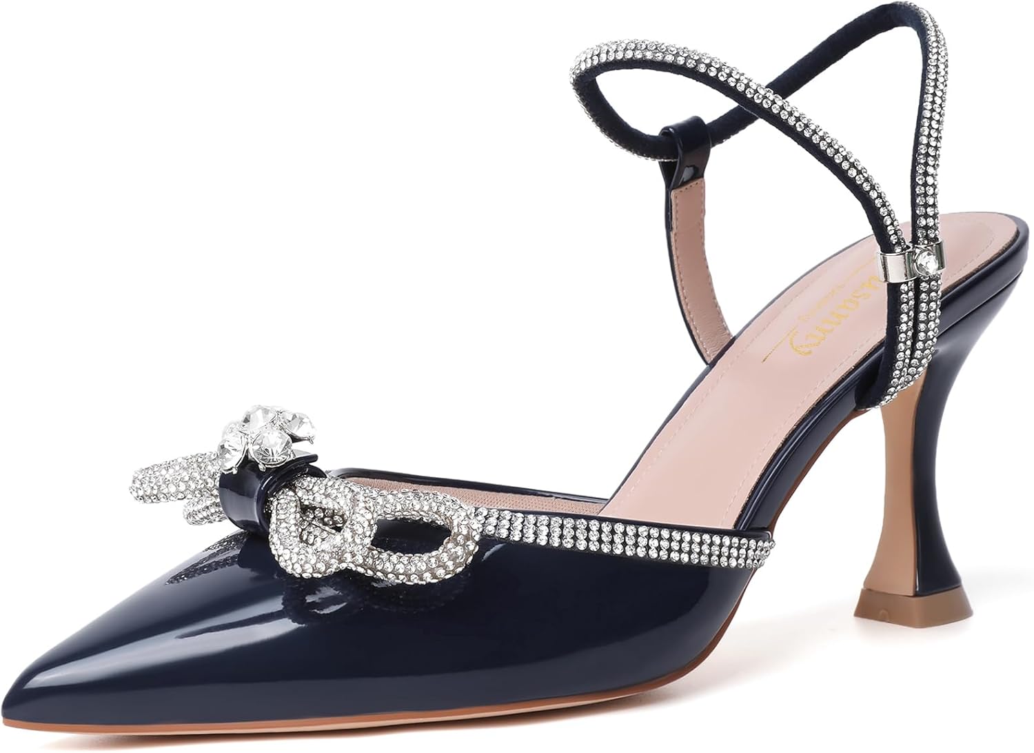 Susanny Women's Closed Toe Rhinestone Wedding Low Heel Pumps
