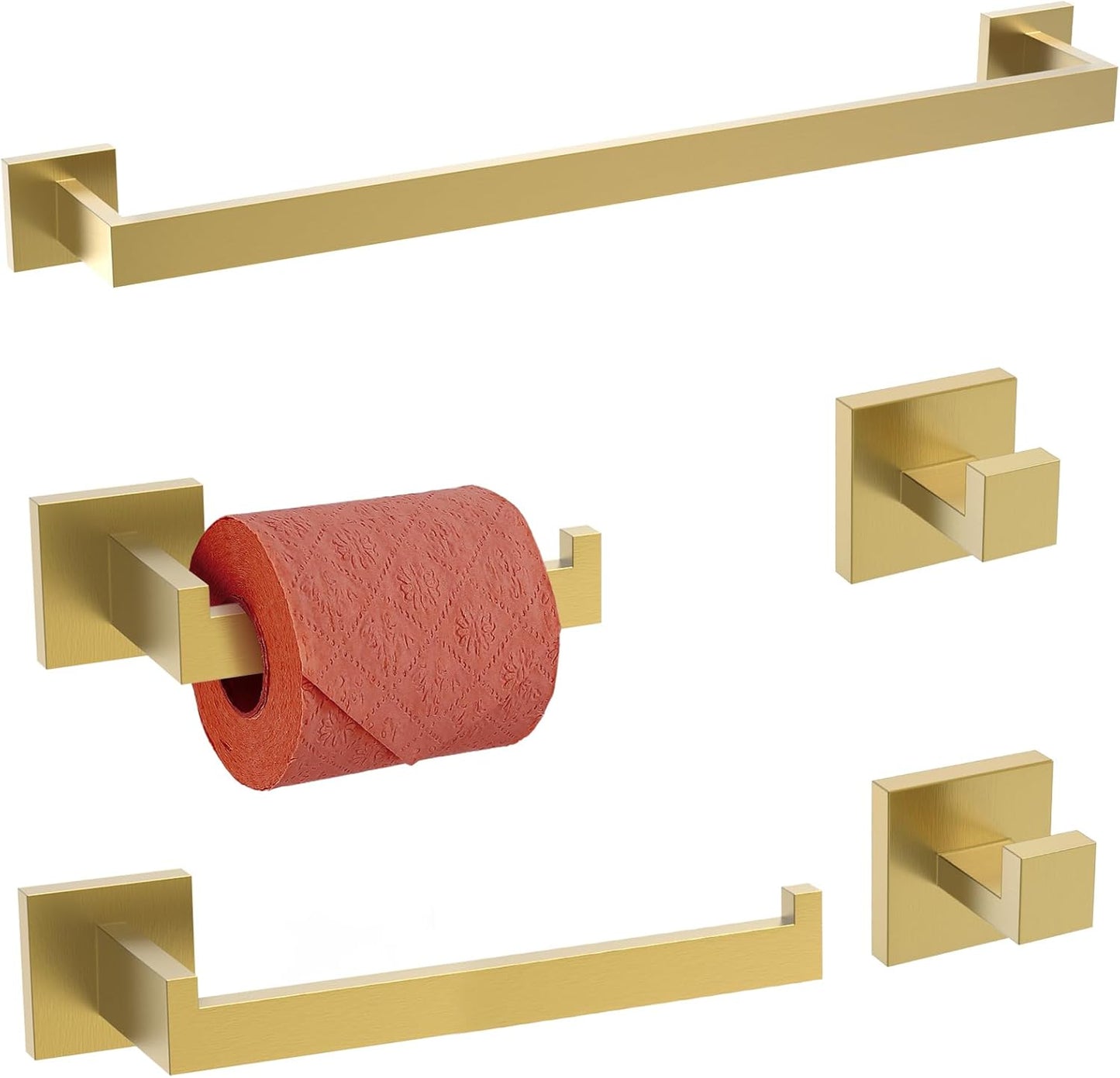 TURS 5-Piece Bathroom Hardware Set in Brushed Gold Finish