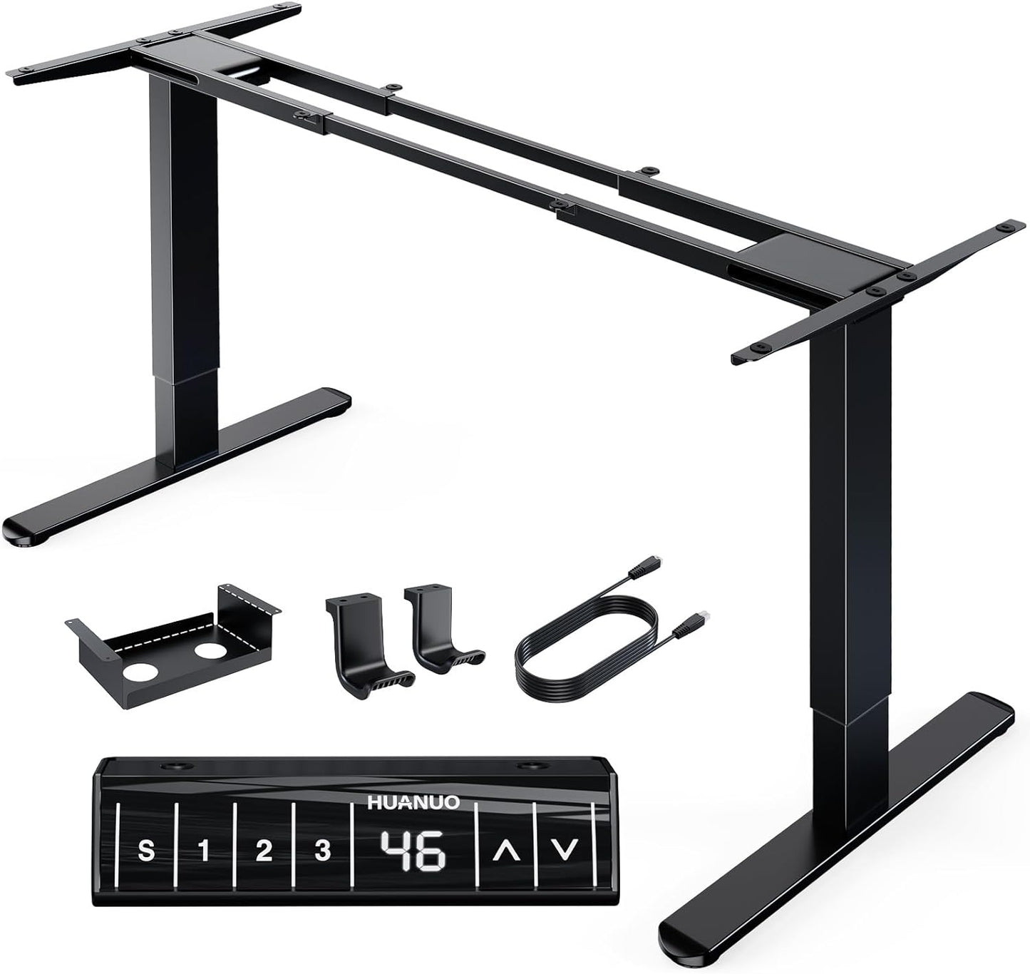HUANUO Dual Motor Standing Desk Frame - Strong Automotive-Grade Steel Legs, 90x31.5 Desktop, Height Adjustable - for Home Office