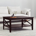 Sturdy Espresso Wood Coffee Table with Storage
