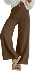 Sidefeel Corduroy Pants for Women High Waisted Double Buttoned Wide