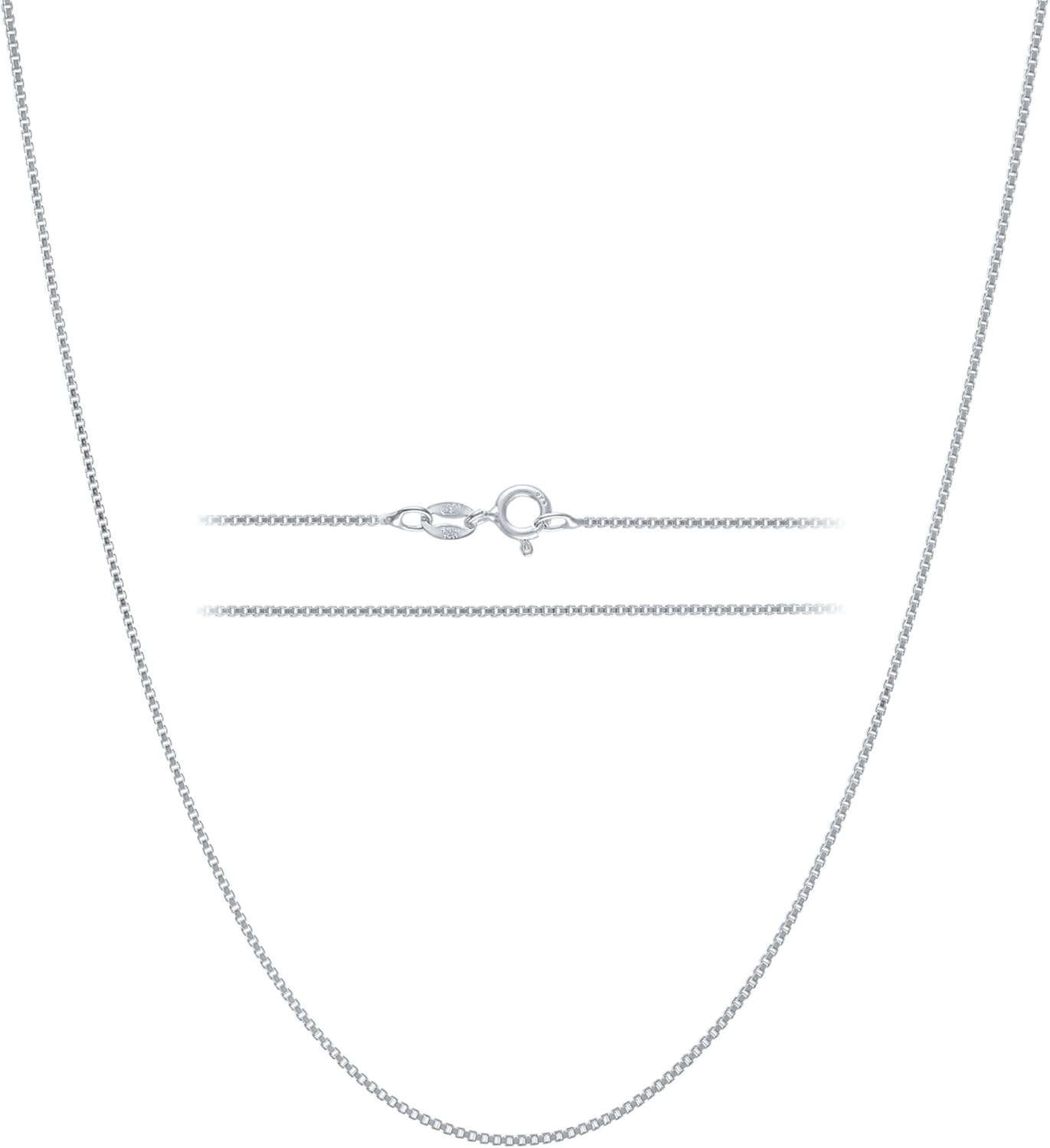 KISPER 925 Solid Sterling Silver Dainty Box Chain Necklace