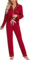 Leikar Button Up Pajama Set For Women Long Sleeve Shirt (Style MBMG)