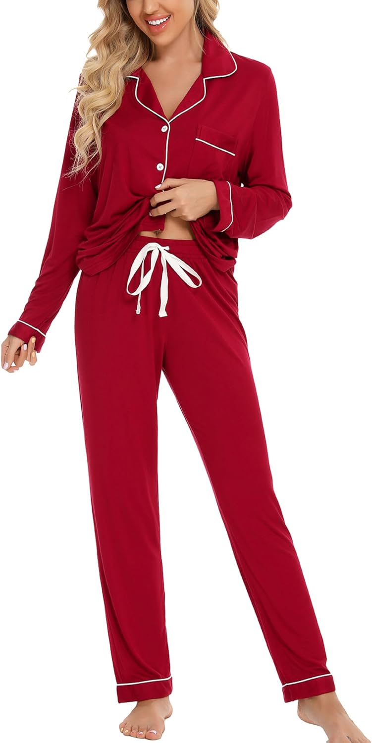 Leikar Button Up Pajama Set For Women Soft Pjs Lounge Sets