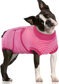 Dog Recovery Suit Rose Stripes L - Post-Surgery Breathable Onesie