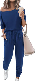 Women Summer 2 Piece Outfits 2025 Off Shoulder Tracksuit