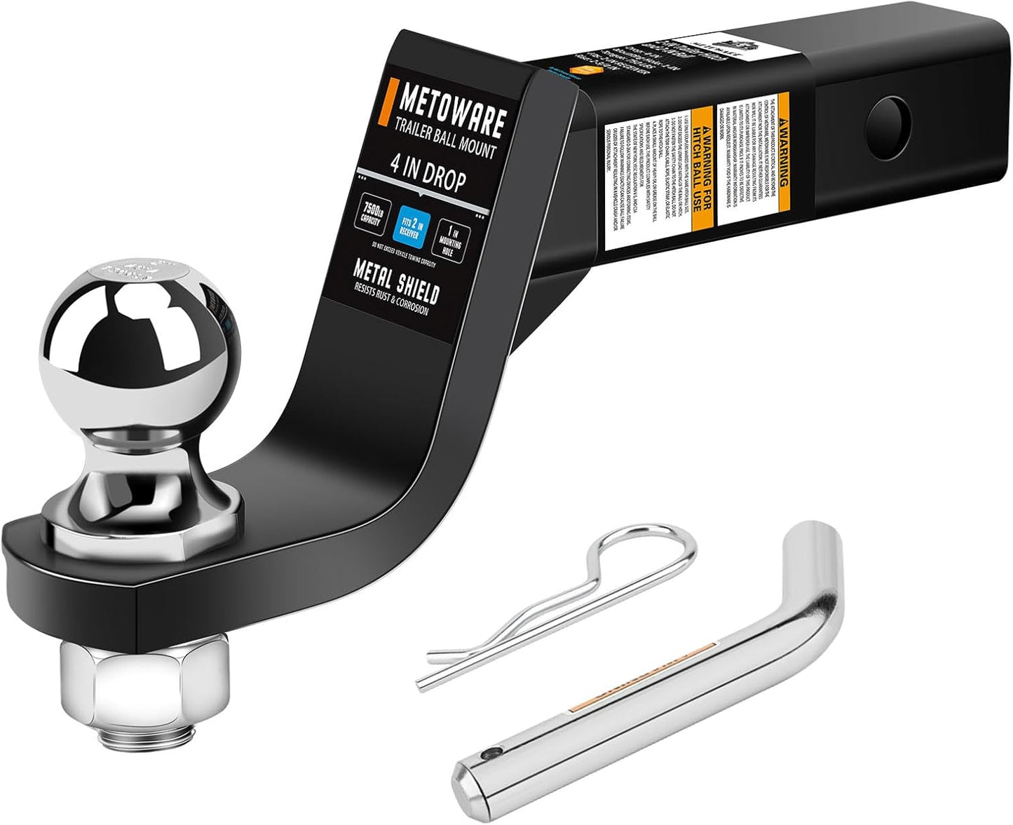 METOWARE Trailer Hitch Mount with 2 in Ball for Secure Towing