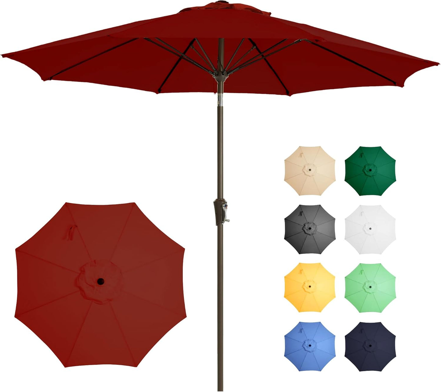 9FT Large Outdoor Patio Umbrella for Deck and Garden Use