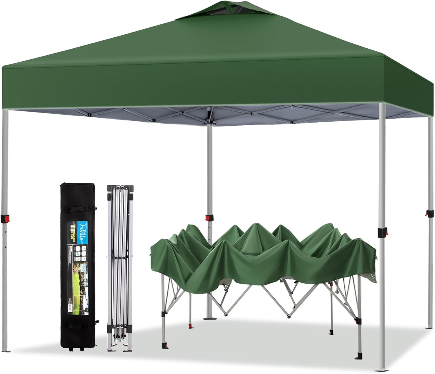 PHI VILLA Outdoor Pop Up Canopy 10ftx10ft Tent for Sun Shade