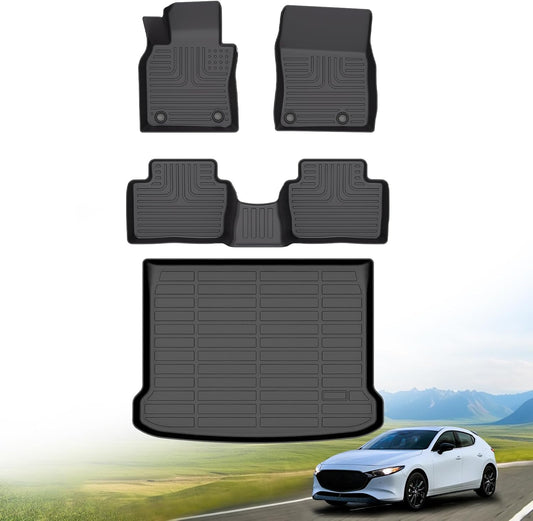 Hutisya Floor Mats & Cargo Liner Set for Mazda3 FWD 2019-2025