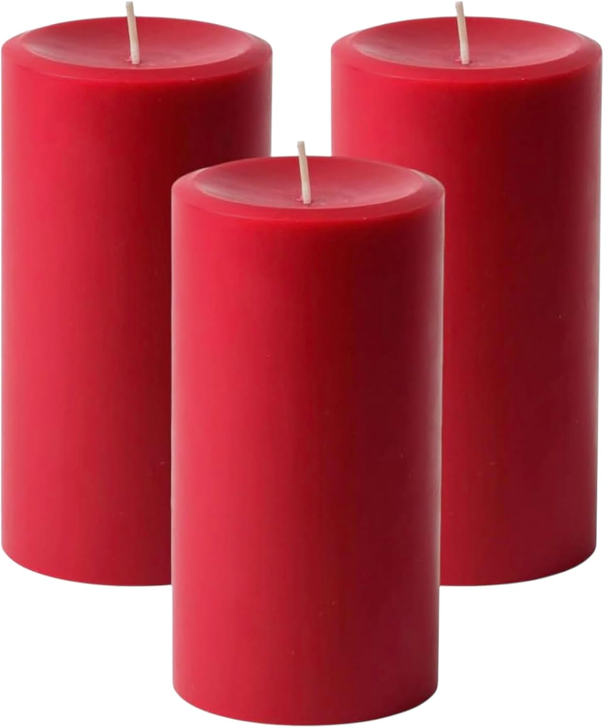 Mister Candle Unscented Red Pillar Candles Set of 3 for Decor