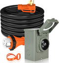 WELLUCK 25FT 50 Amp Generator Cord and Inlet Box Kit - Weatherproof