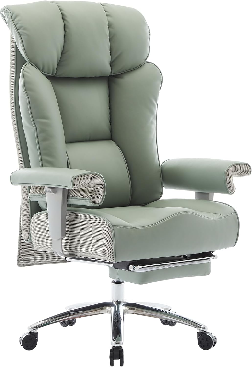 Efomao Big and Tall Green Office Chair with Footrest for Comfort