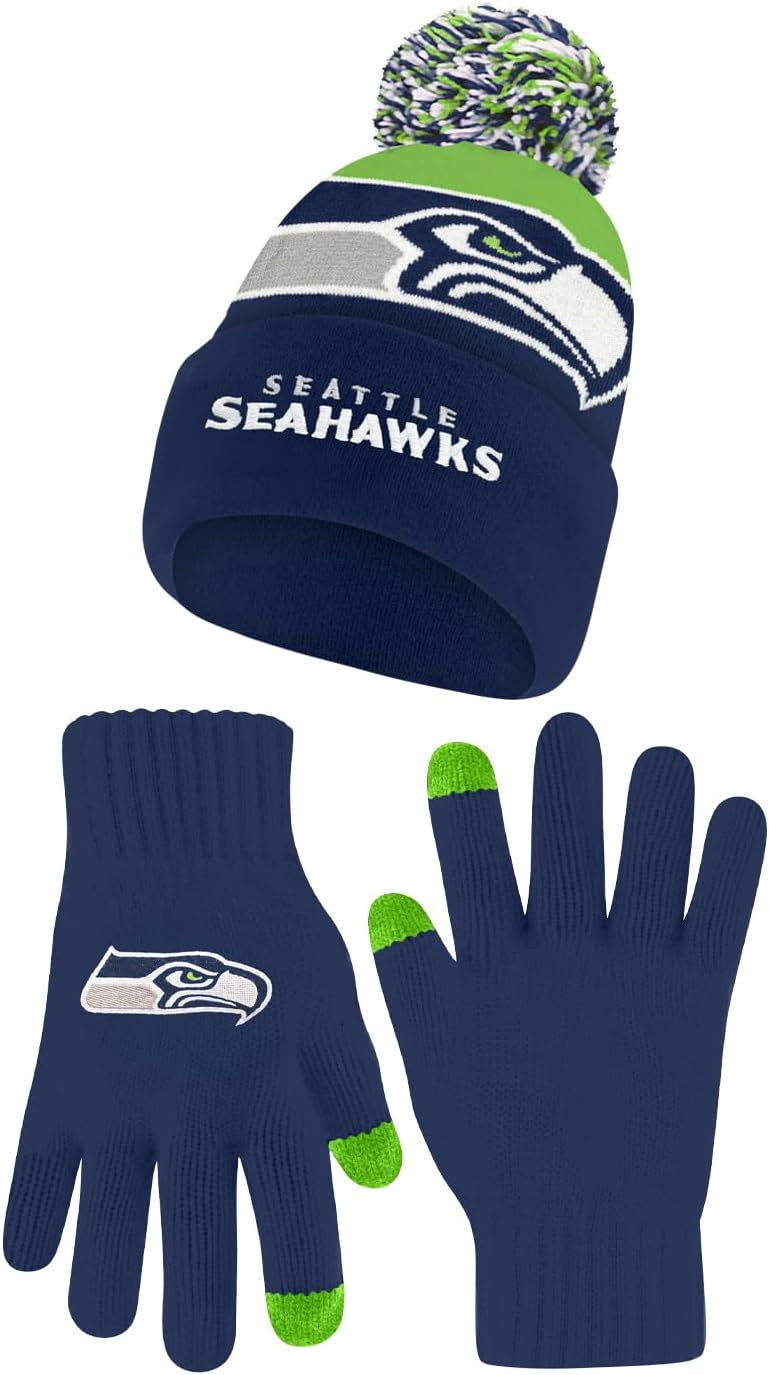 Ultra Game Youth NFL Beanie and Touch Screen Gloves Set