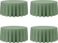 BRILLMAX 4 Pack Sage Green Round Tablecloths 132 in - Reusable Elegant