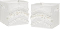 Ivory Boho Foldable Fabric Storage Cube Bins Set of 2 - Neutral Chic