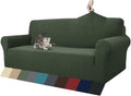 3 Cushion Jacquard Sofa Cover in Army Green - High Stretch Protector