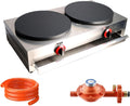 Commercial Double LP Gas Crepe Maker - Nonstick Griddle for Perfect Pancakes!
