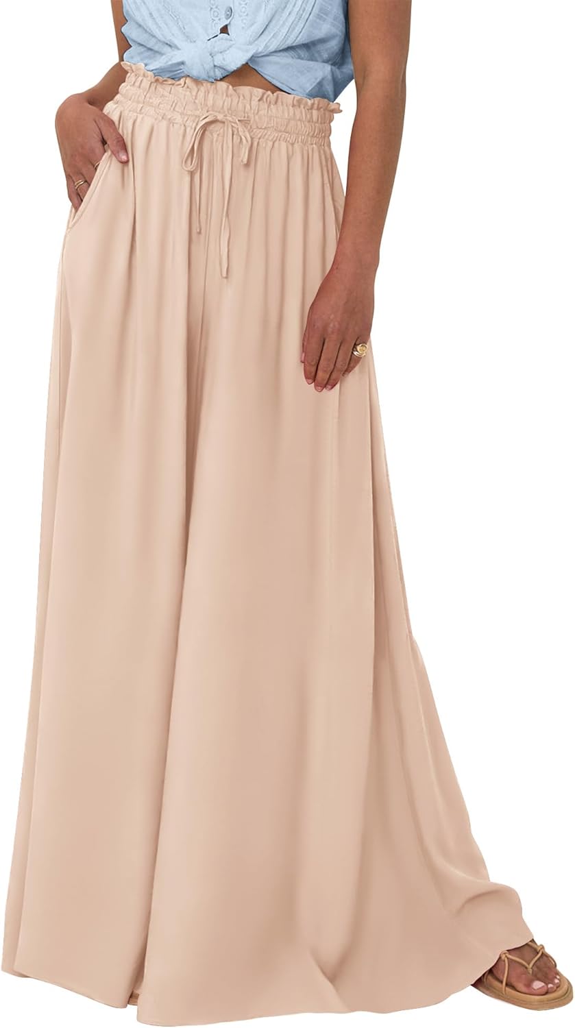BTFBM Women Casual High Waist Wide Leg Pants for Summer Fun