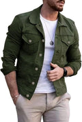 CHARTOU Men's Denim Jacket Casual Regular Fit Jean Trucker Jacket
