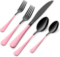20-Pieces Black and Pink Silverware Set for 4 - Colorful Stainless