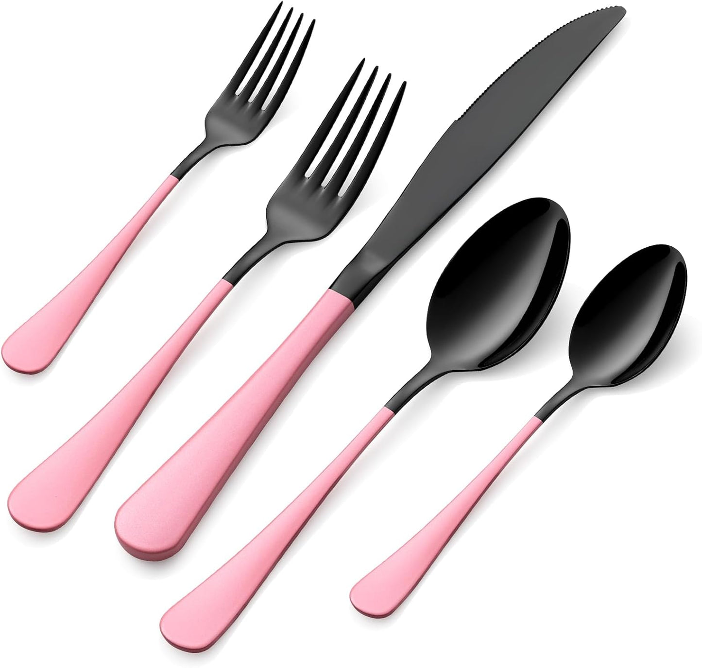 20-Piece Pink Handle Stainless Steel Cutlery Set for 4 People