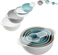 8-Piece Multicolored Mixing Bowl Set - Nesting Design, Includes Measuring Cups & More!