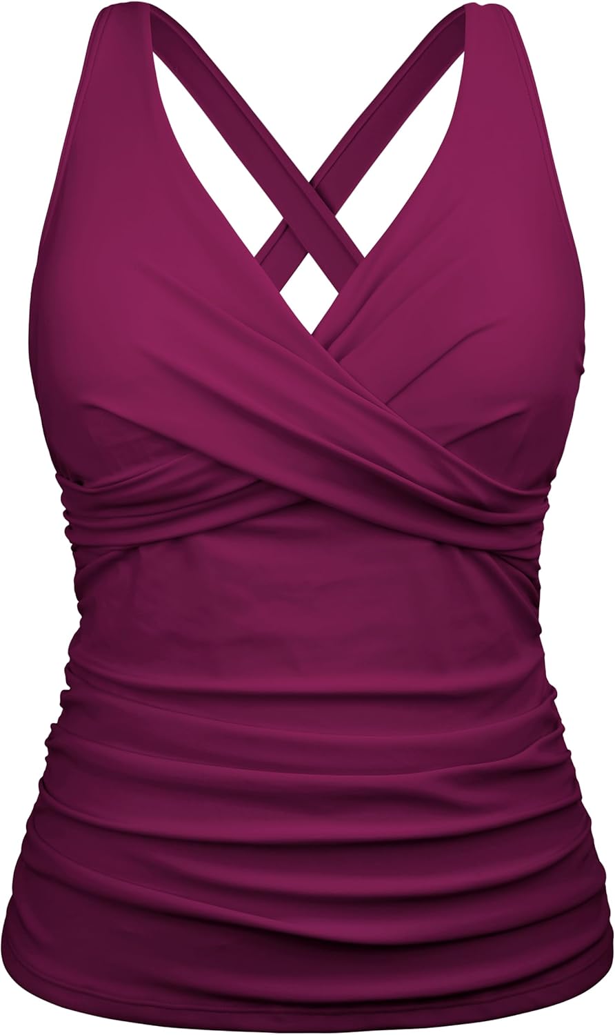 Firpearl Underwire Tankini Top for Big Bust with Tummy Control
