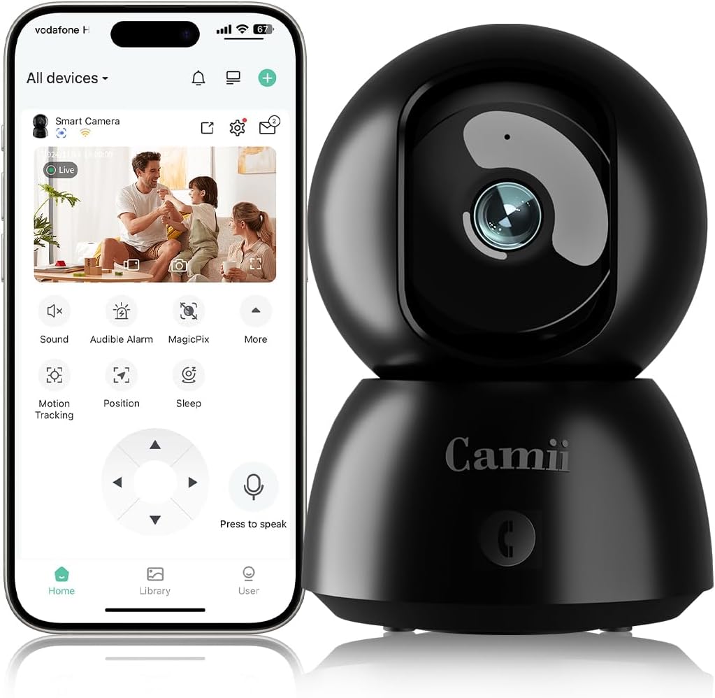 Indoor Security Camera 2K with Night Vision and Auto Tracking
