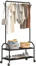 Clothes Rack for Hanging Clothes with Bottom Shelves - Rolling