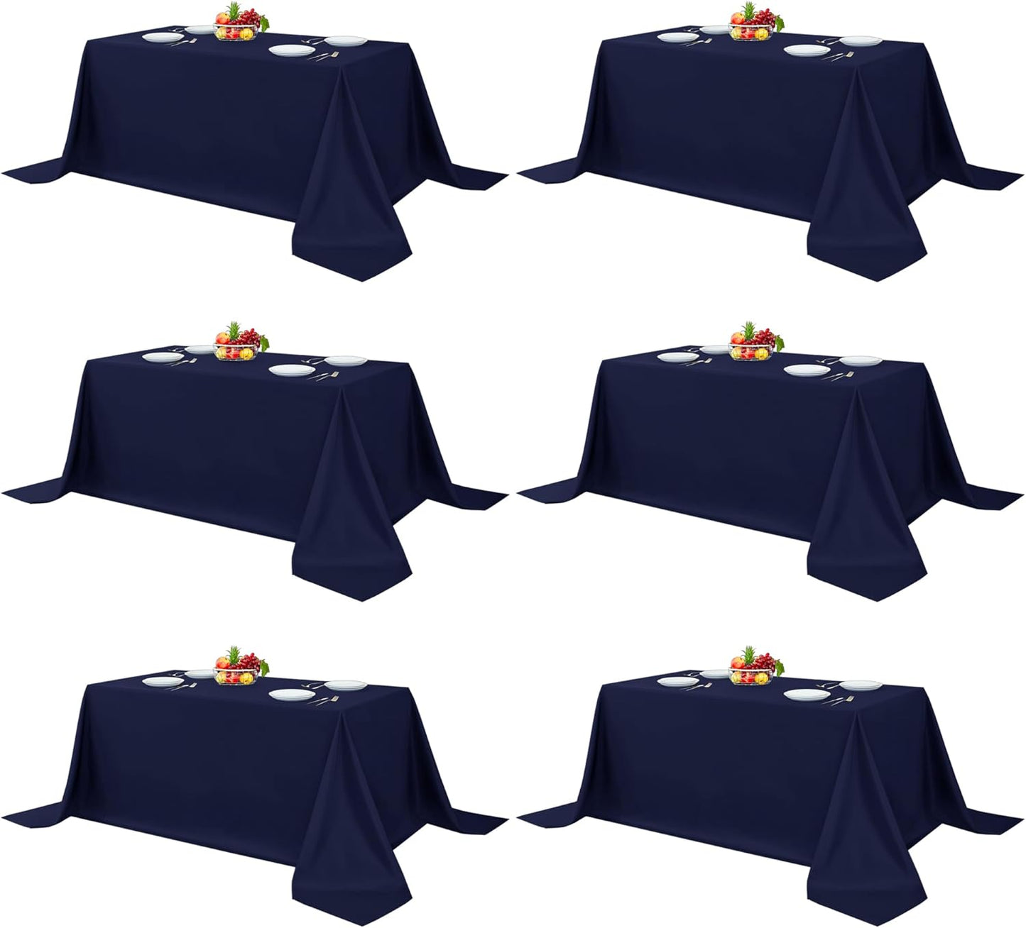 Elegant Rectangle Table Clothes for Weddings and Events - 6 Pack