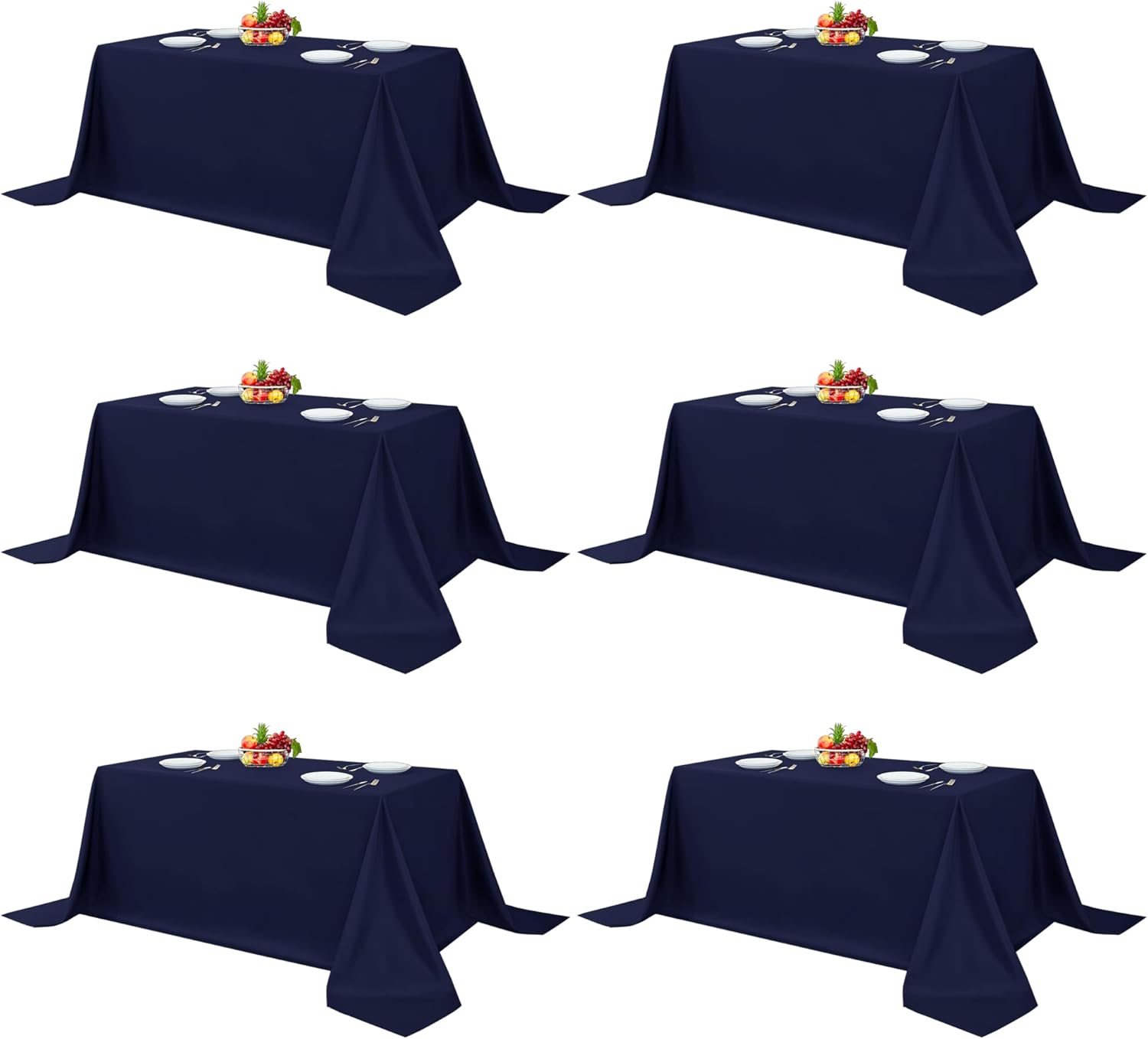 Elegant Rectangle Table Clothes for Weddings and Events - 6 Pack