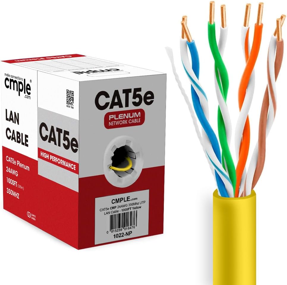 Cmple Cat5e Plenum Cable 1000ft for Reliable Networking