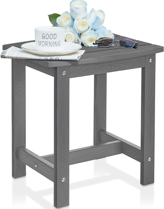 Y&M Outdoor Side Table for All Weather Use, Dark Gray Finish