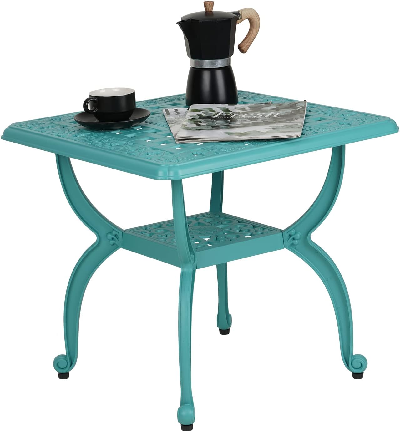 JARDIN DE CENTENNIAL Cast Aluminum Outdoor Side Table for Patio