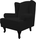 Stretch Wingback Chair Slipcover Large Black - Spandex Jacquard Fit