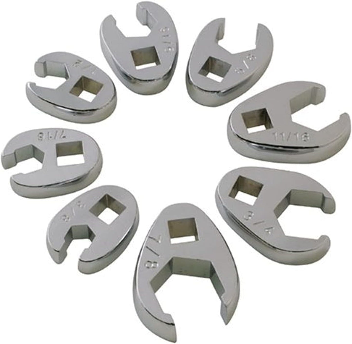 3/8-Inch Drive Crowfoot Flare Nut Wrench Set - 8-Piece