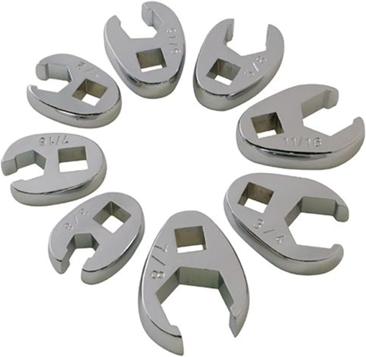 3/8-Inch Drive Crowfoot Flare Nut Wrench Set - 8-Piece