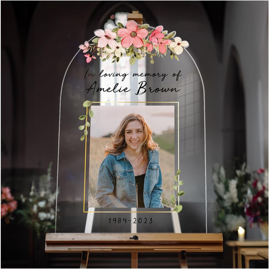 Personalized Floral Funeral Sign for Loving Memory Tribute