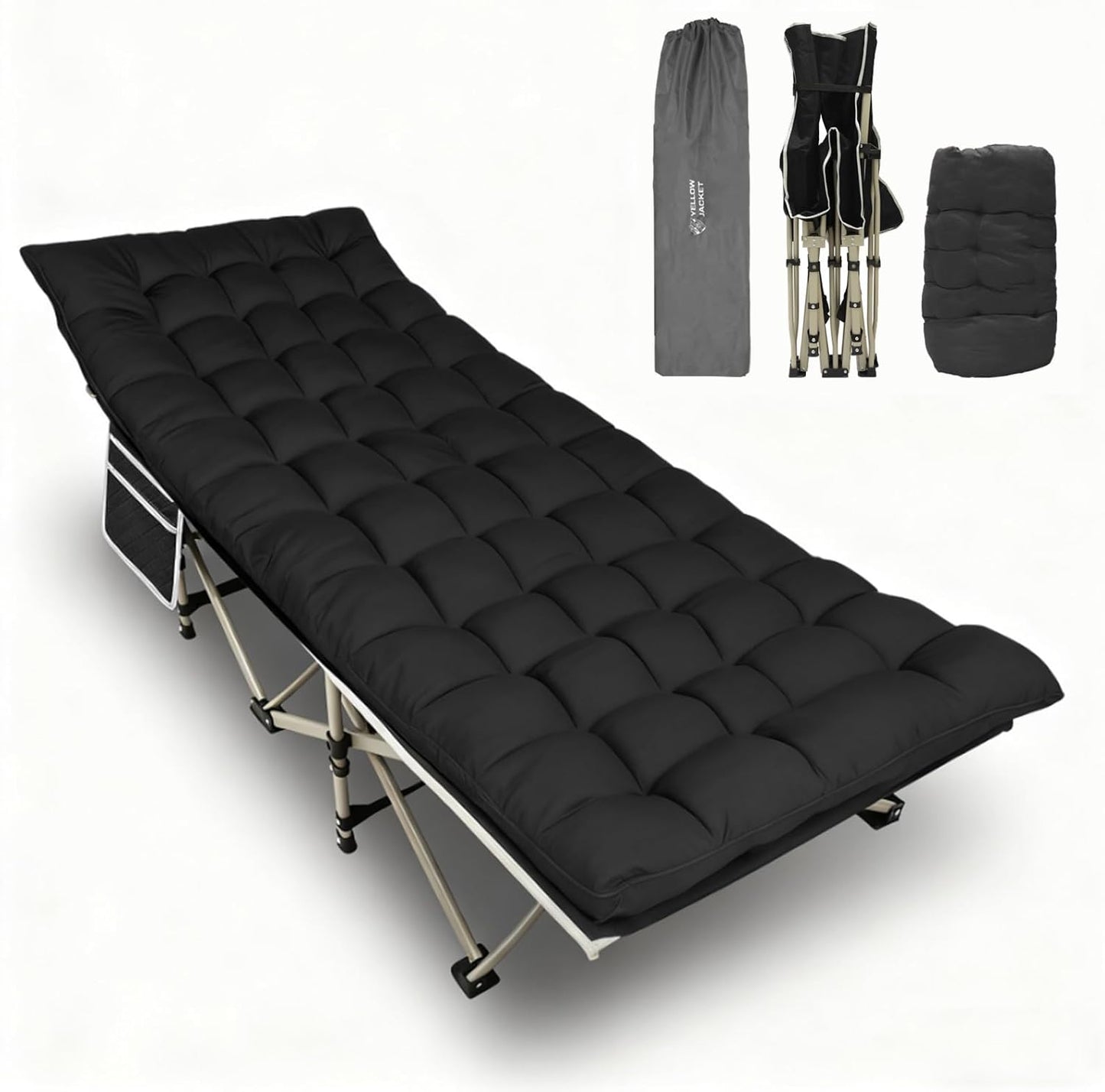 Folding Camping Cot for Adults with Removable Mattress and Carry Bag