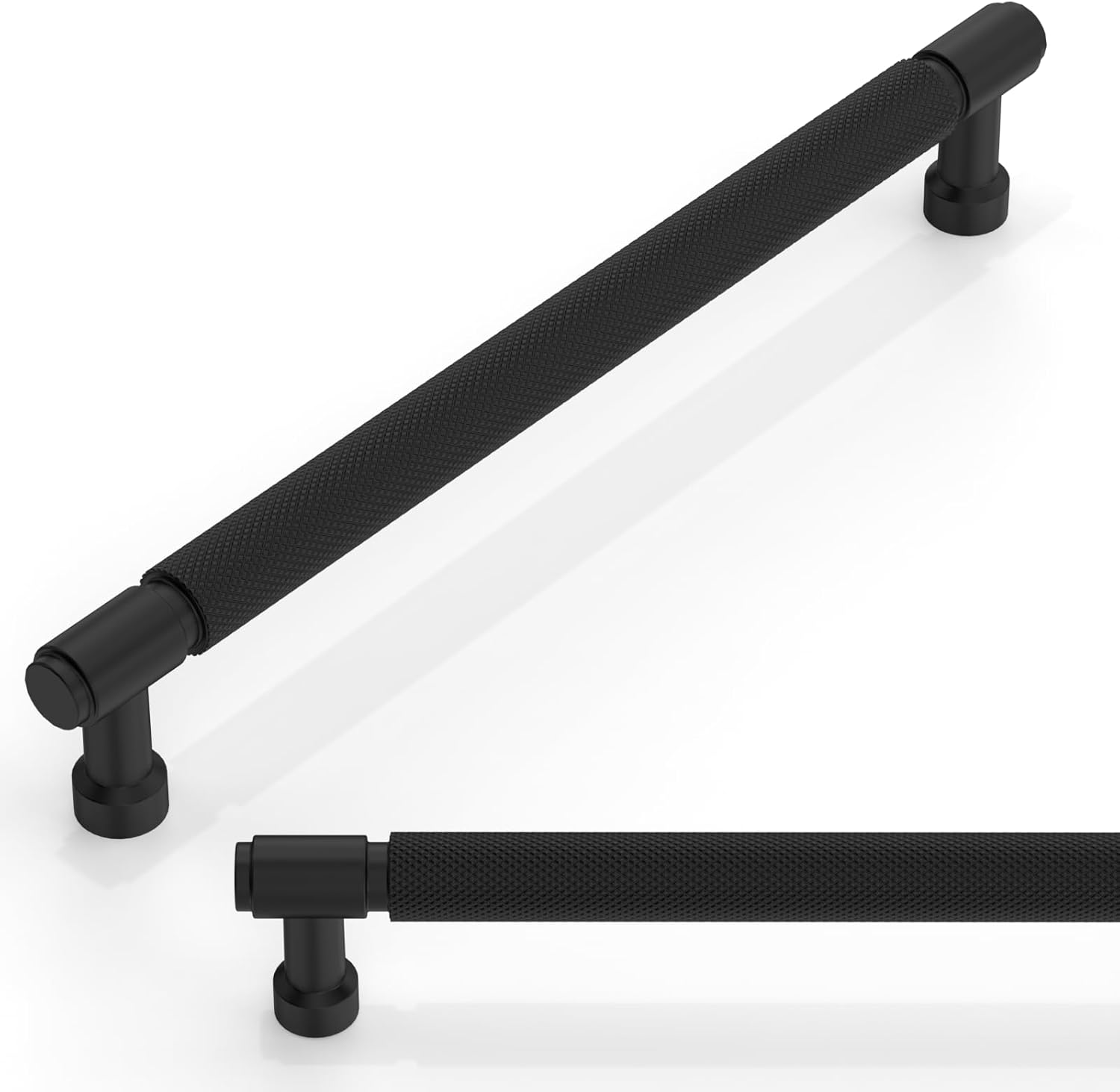 10 Pack Matte Black Knurled Cabinet Pulls for Kitchen Drawers