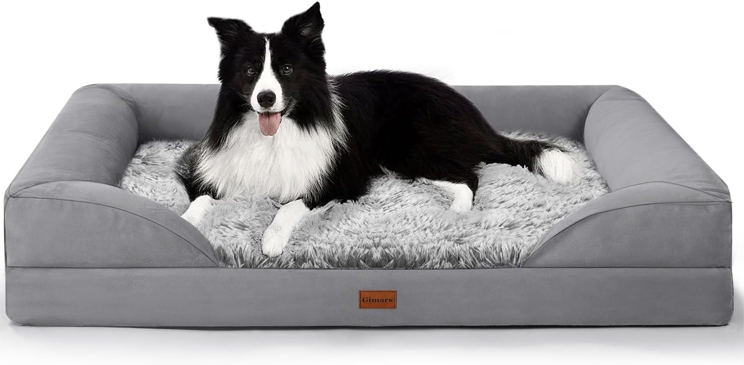Gimars Orthopedic Dog Bed for Large Dogs with Bolster Support