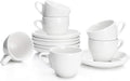 Porcelain 4oz Espresso Cups with Saucers, Set of 6 - Classic White