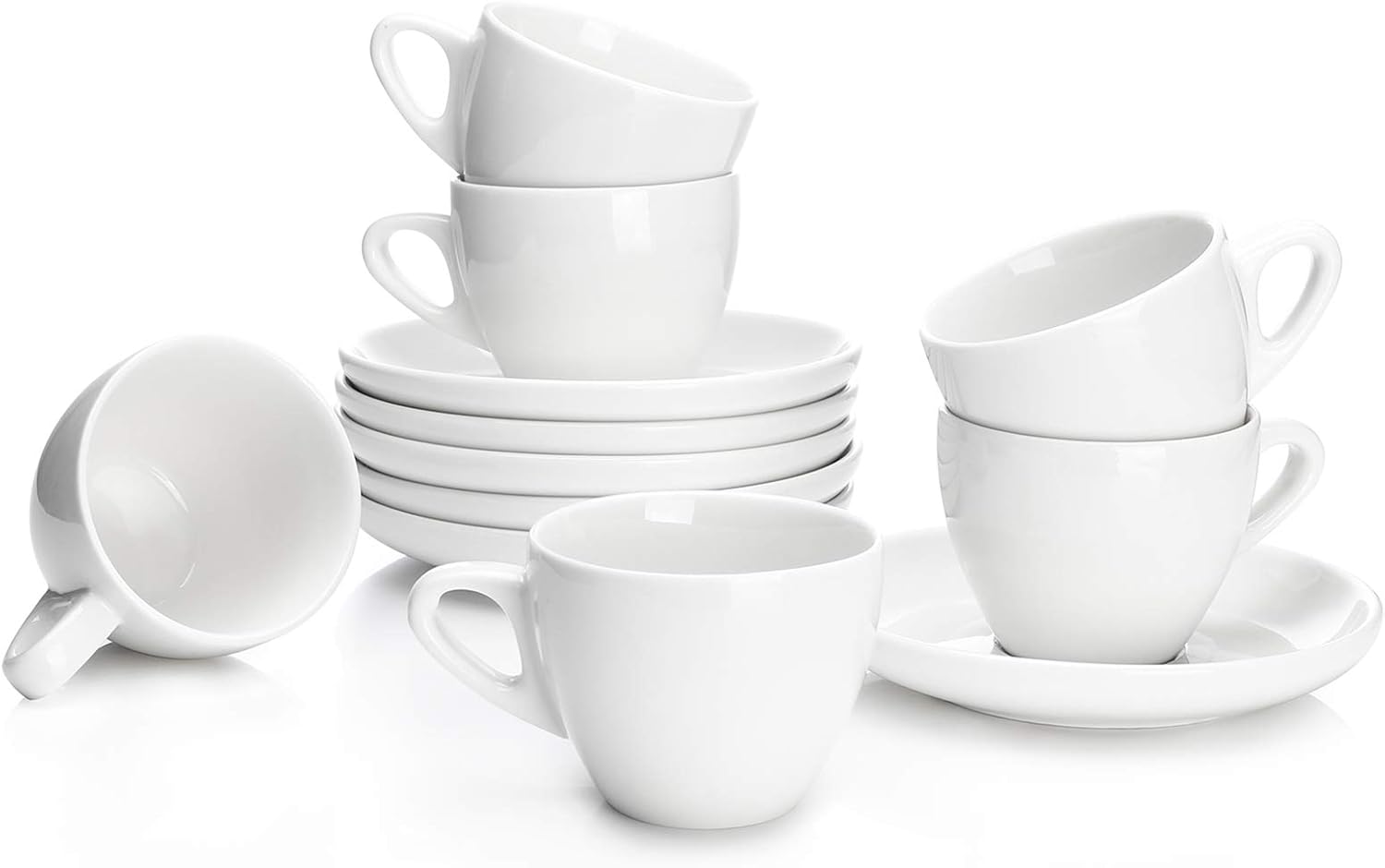 4oz Porcelain Espresso Cups Set of 6 for Coffee Lovers